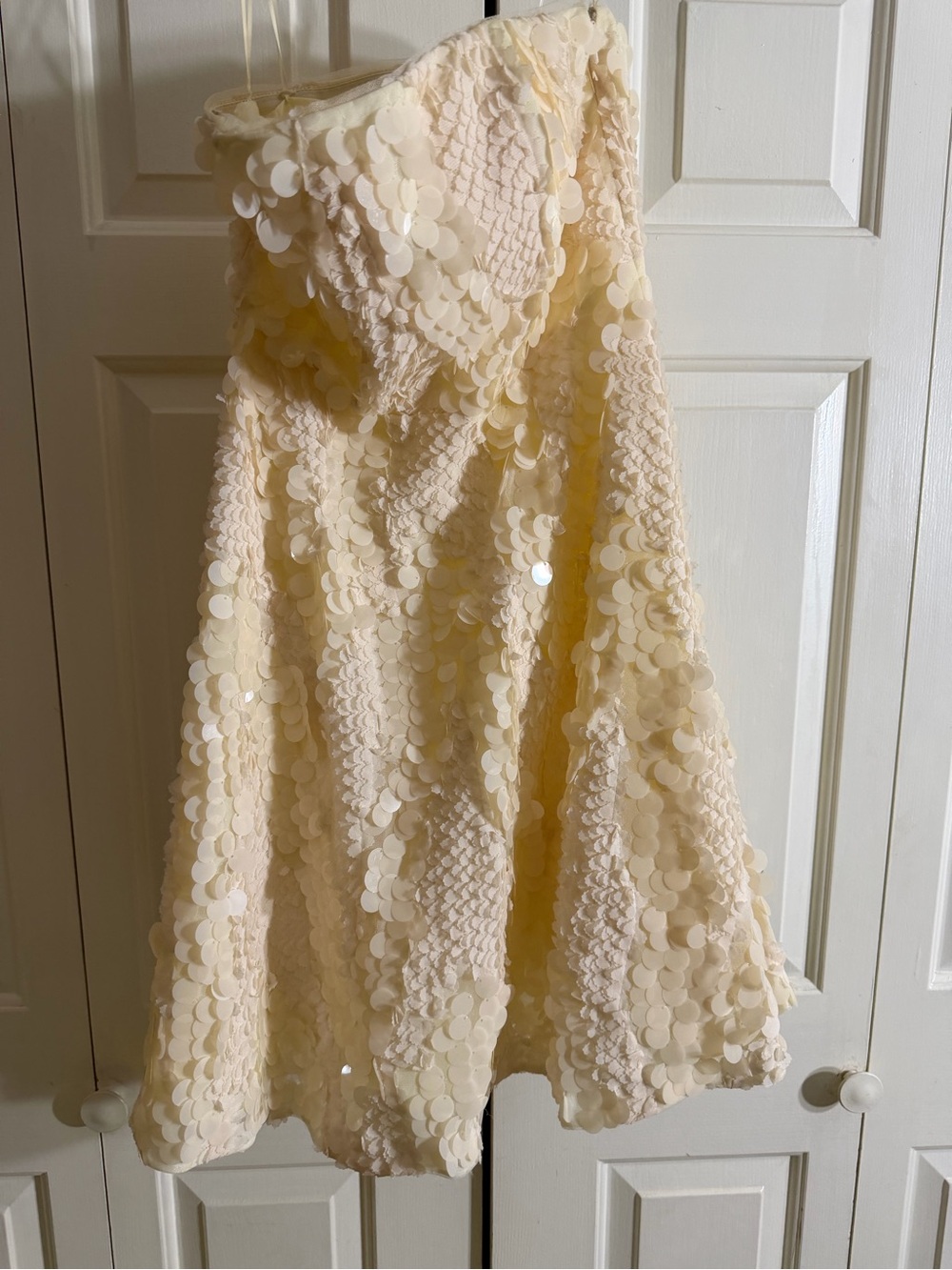 Nicole Miller Cream Sequin A-Line Party Dress